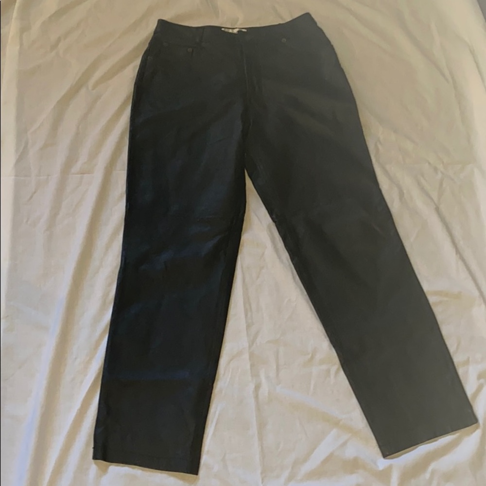 Black leather jeans
